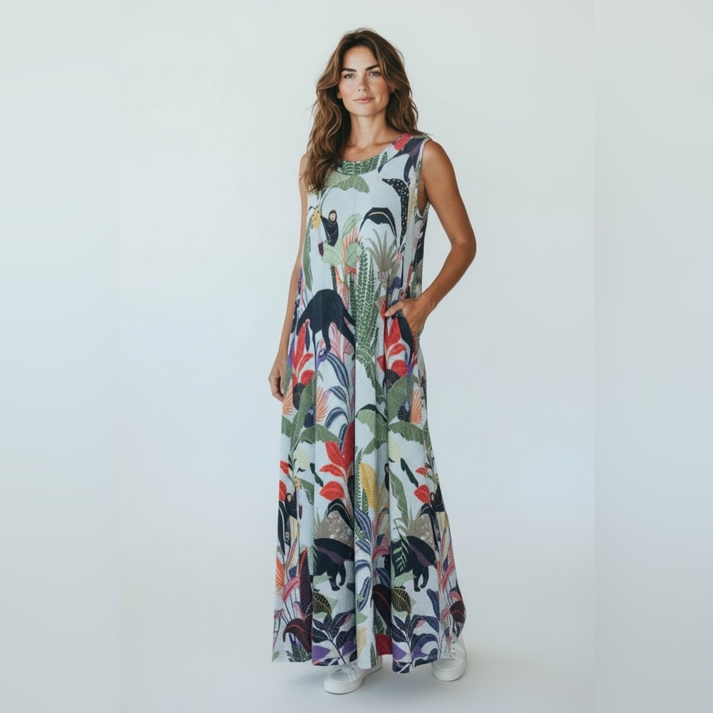 Farm Rio by Anthropologie Colorful Jungle Maxi Skirt